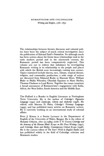 Romanticism and Colonialism: Writing and Empire, 1780-1830