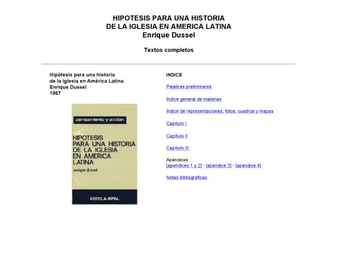 Hipotesis para una historia de la iglesia en america latina