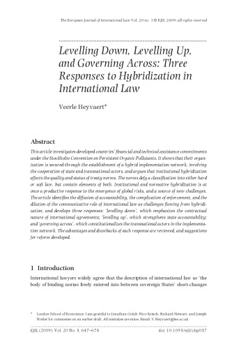 Levelling Down, Levelling Up, and Governing Across Three Responses to Hybridization in International Law