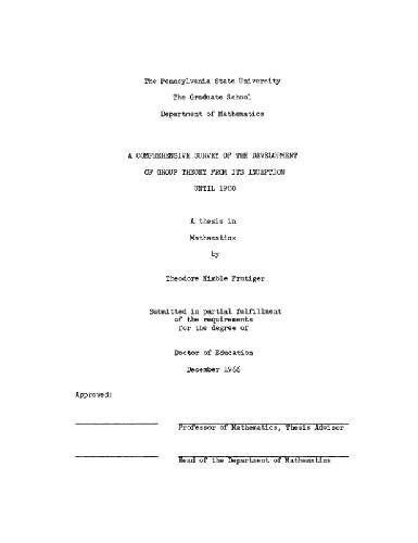 A Comprehensive Survey of the Development of Group Theory From Its Inception Until 1900