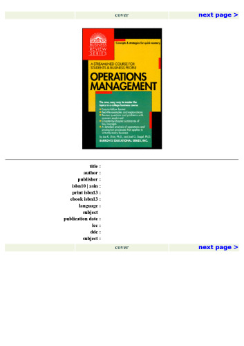 Operations Management (Barron's Business Review Series)