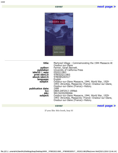 Martyred Village: Commemorating the 1944 Massacre at Oradour-sur-Glane