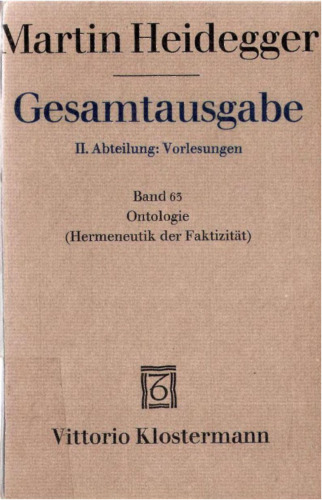 Ontologie. Hermeneutik der Faktizität