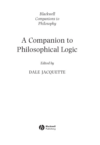 A Companion to Philosophical Logic (Blackwell Companions to Philosophy)