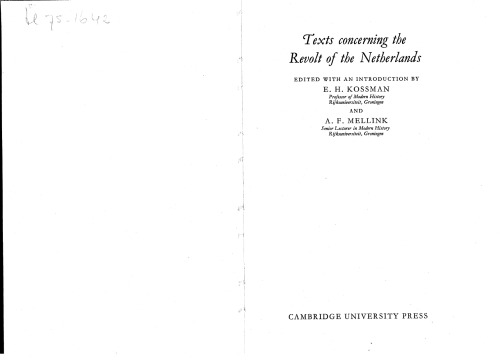 Texts Concerning the Revolt of the Netherlands