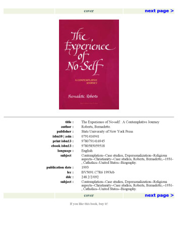 The Experience of No-Self: A Contemplative Journey
