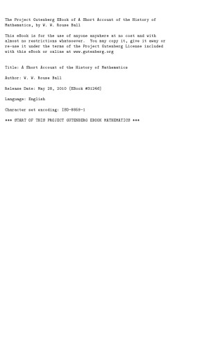 A short account of the history of mathematics