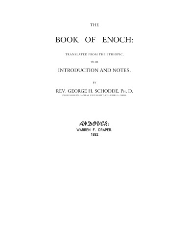 Book of Enoch, Translated from the Ethiopic, With Introduction and Notes