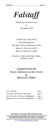 Falstaff Opera Journeys Mini Guide Series