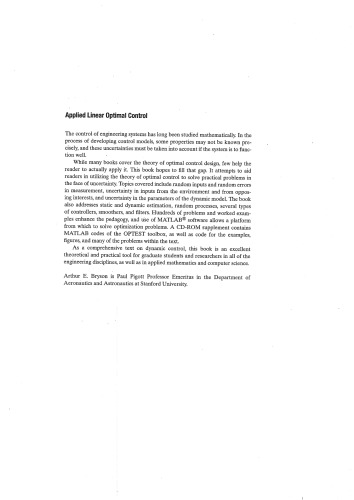 Applied Linear Optimal Control:Examples and Algorithms