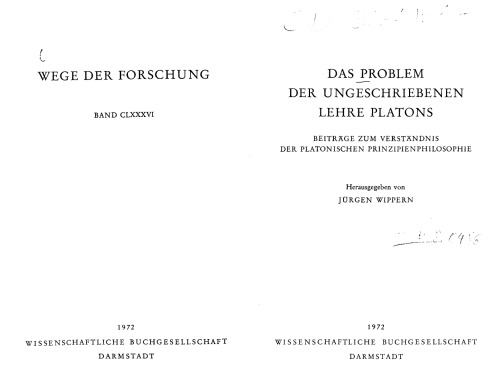 Das Problem der Ungeschriebenen Lehre Platons