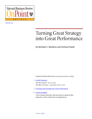 Turning Great Strategy into Great Performance (HBR OnPoint Enhanced Edition)