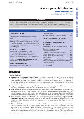 Clinical Evidence: Cardiovascular Disorders ; The International Source of the Best Available Evidence for Cardiovascular Health Care
