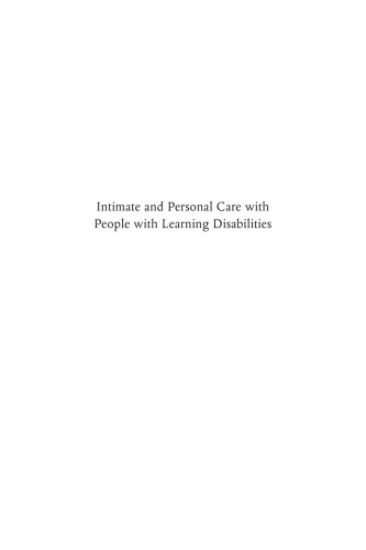 Intimate And Personal Care With People With Learning Disabilities