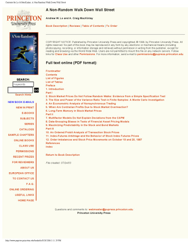 A Non-Random Walk Down Wall Street