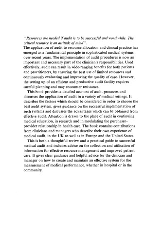 Medical Audit: Rationale and Practicalities