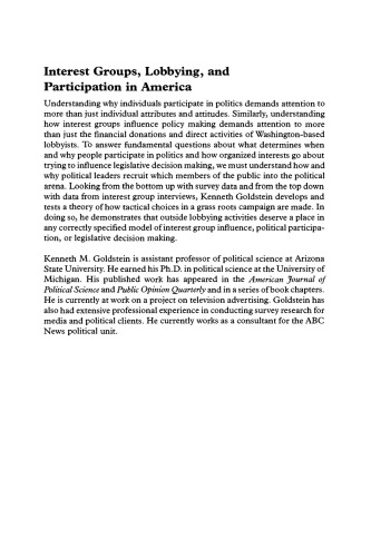 Interest Groups, Lobbying, and Participation in America