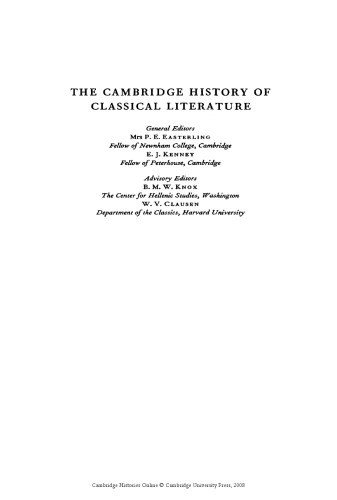 The Cambridge History of Classical Literature, Vol. 2: Latin Literature