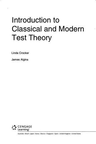 Introduction to Classical and Modern Test Theory