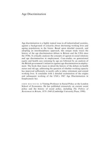 Age Discrimination: An Historical and Contemporary Analysis