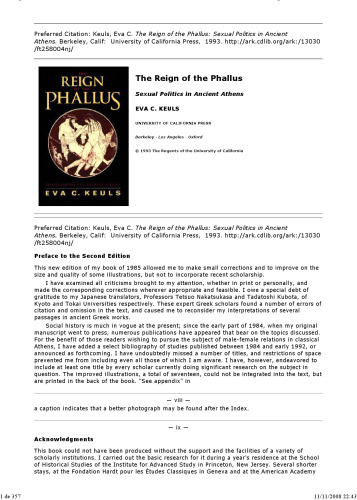 The Reign of the Phallus: Sexual Politics in Ancient Athens