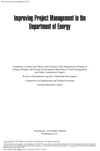 Improving Project Management in the Department of Energy