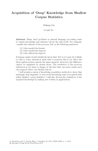 Advances in Artificial Intelligence: 23rd Canadian Conference on Artificial Intelligence, Canadian AI 2010, Ottawa, Canada, May 31 - June 2, 2010,