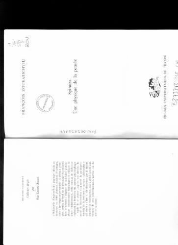 Spinoza : Une physique de la pensee