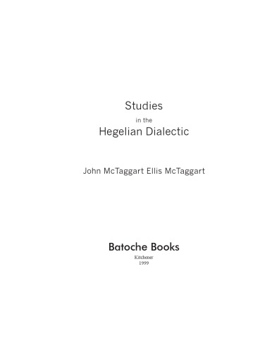 Studies in Hegelian Dialectic