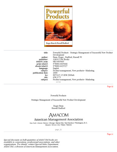 Powerful Products: Strategic Management of Successful New Product Development