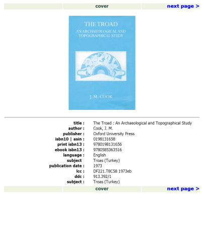 The Troad (Oxford University Press Academic Monograph Reprints)