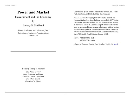 Power and market: Government and the economy (The Studies in economic theory series)