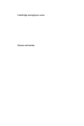 Quasar Astronomy (Cambridge Astrophysics)