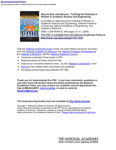 Beyond Bias and Barriers: Fulfilling the Potential of Women in Academic Science and Engineering