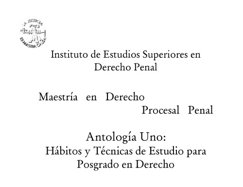 Habitos y Tecnicas de Estudio para Posgrado en Derecho
