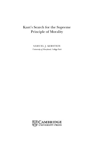 Kant's Search for the Supreme Principle of Morality