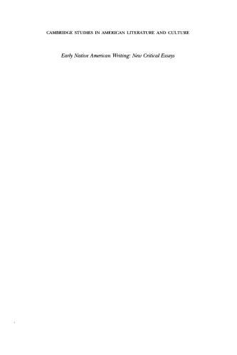 Early Native American Writing: New Critical Essays