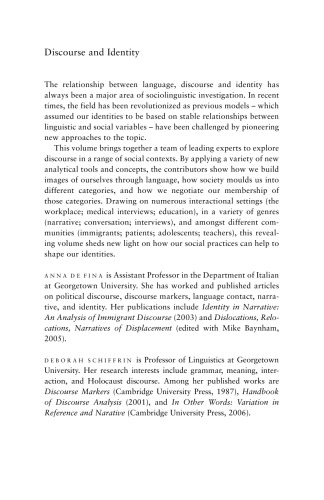 Discourse and Identity (Studies in Interactional Sociolinguistics)