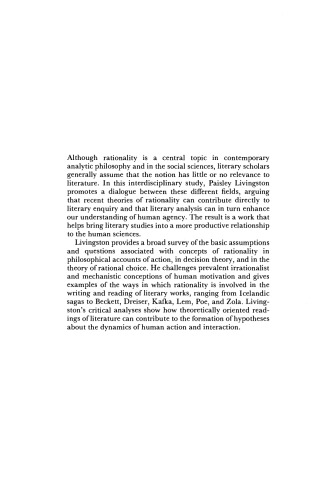 Literature and Rationality: Ideas of Agency in Theory and Fiction