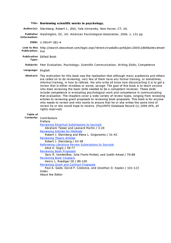 Reviewing Scientific Works In Psychology