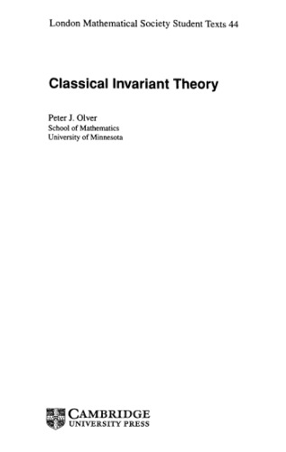Classical Invariant Theory