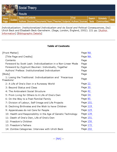 Individualization: Instituitionalized Individualism and Its Social and Political Consequences (Published in association with Theory, Culture & Society)