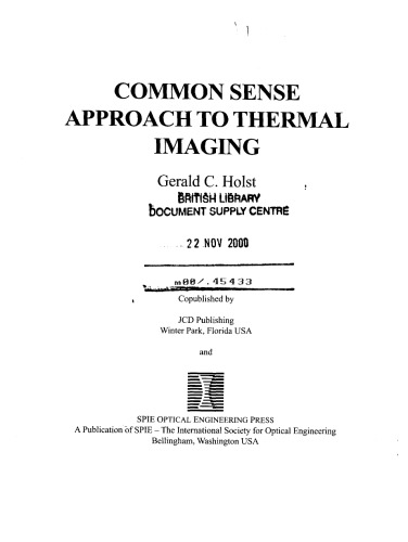 Common Sense Approach to Thermal Imaging (SPIE Press Monograph Vol. PM86)
