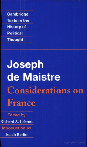 Maistre: Considerations on France