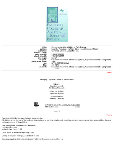 Emerging Cognitive Abilities in Early infancy