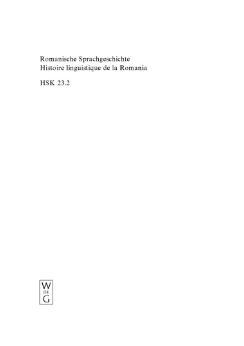 Romanische Sprachgeschichte   Histoire linguistique de la Romania: Ein internationales Handbuch zur Geschichte der romanischen Sprachen   Manuel international ... linguistique de la Romania: Teilband 2  german french
