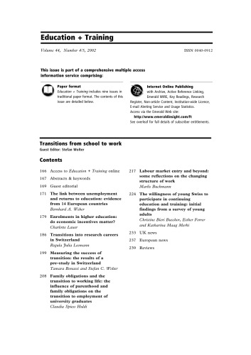 Education + Training, Volume 44, Number 4 5, 2002