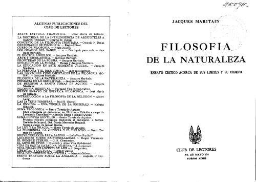 Filosofia de la naturaleza. Ensayo critico acerca de sus limites y su objeto