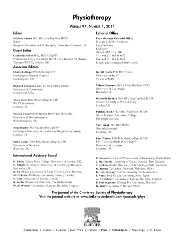Physiotherapy, Volume 97, Issue 1 (2011)