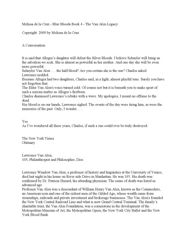 The Van Alen Legacy (Blue Bloods Book 4)